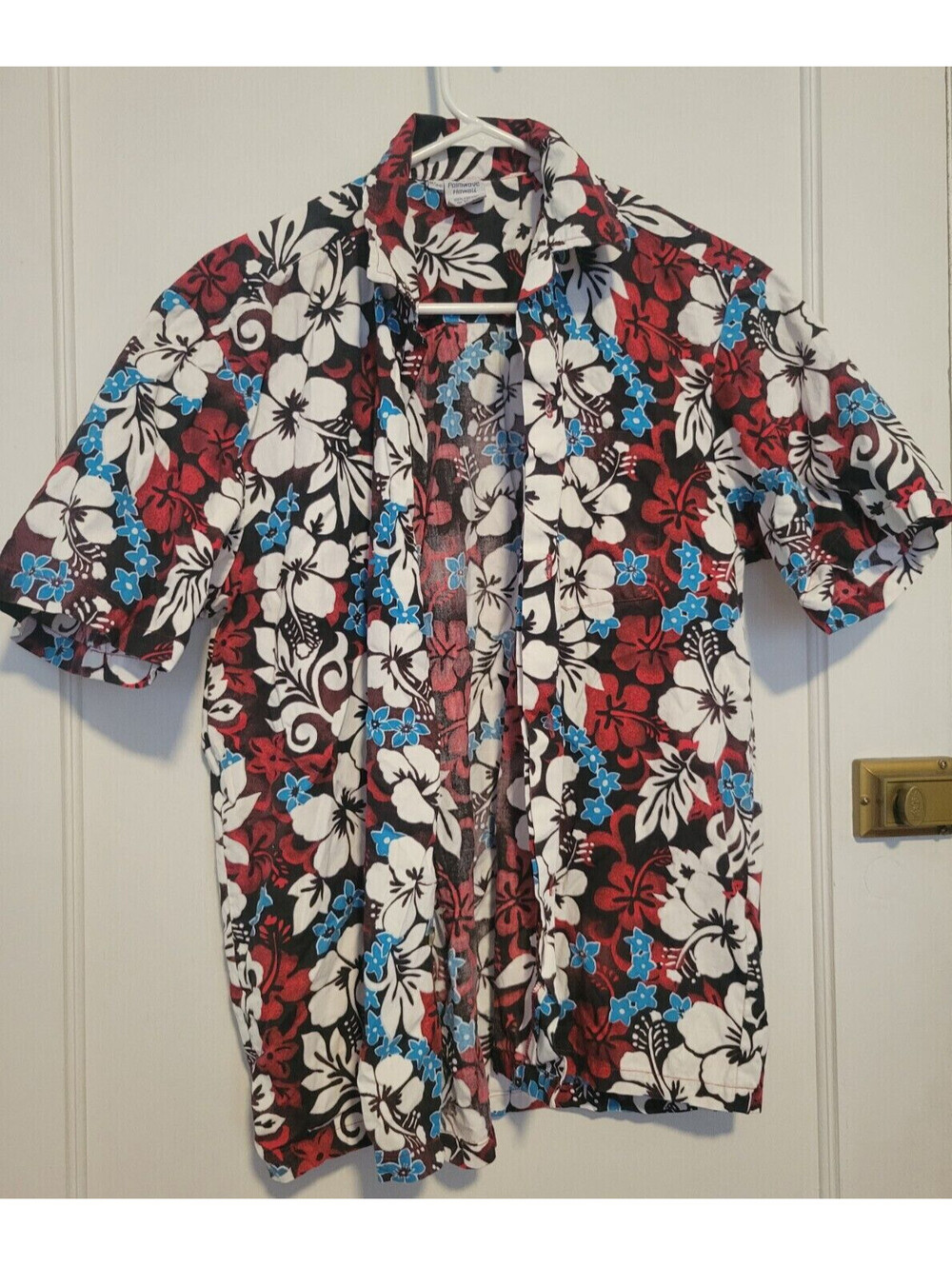 Vintage Palmwave Hawaii Shirt Men M Island Loose Hawaiian Hibiscus 90's